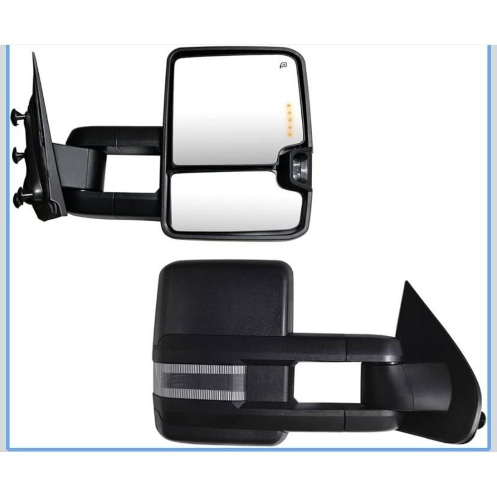SUPDI Towing Mirrors Power Heated Telescoping Black Pair LED‎ Turn Signal Puddle